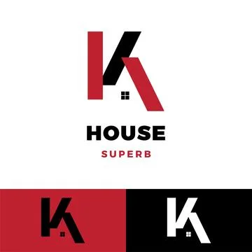 Initial letter k house icon logo design template Stock Illustration