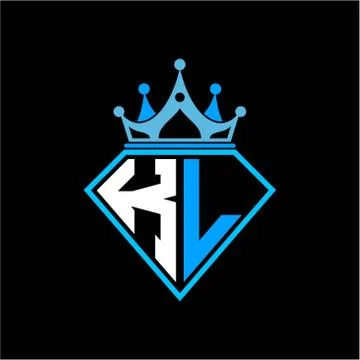 Initial letter K L diamond shape with crown decoration Stock Illustration