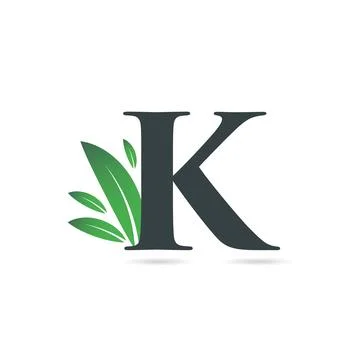 Initial Letter K Leaf Logo Stock Illustration