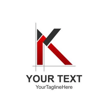 Initial letter K logo design template element colored red black architectural Stock Illustration