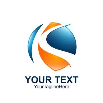 Initial letter K logo template colored blue orange circle wave swoosh design  Illustrazione stock