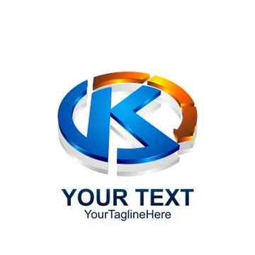 Initial letter K logo template colored blue orange circle arrow design for bu Stock Illustration