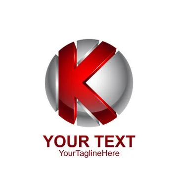 Initial letter K logo template colored red grey circle sphere design for busi Illustrazione stock