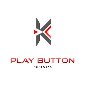Initial Letter K Play Button Icon Logo Design Template Stock Illustration
