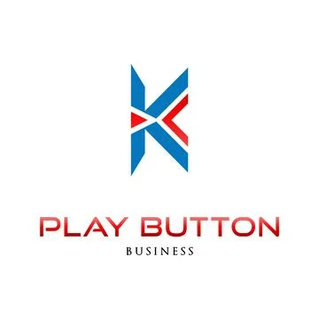 Initial Letter K Play Button Icon Logo Design Template Stock Illustration