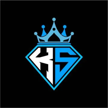 Initial letter K S diamond shape with crown decoration Stock Illustration