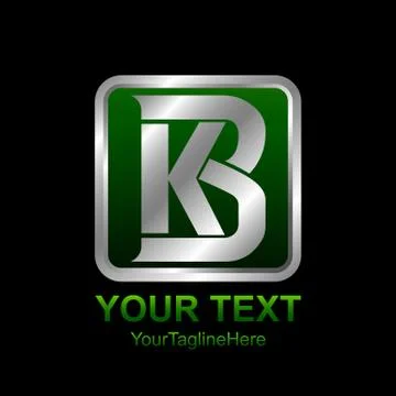 Initial letter KB or BK logo template colored silver green design for busines Illustrazione stock