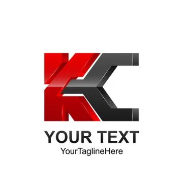 Initial letter KC logo template colored dark grey red design for business and Stock Illustration