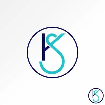 Initial letter KS or SK font circle connected monogram typography branding Illustrazione stock