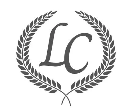 Initial letter L and C, LC monogram logo design with laurel wreath. Luxury .. Stock Illustration