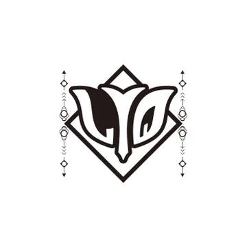 Initial letter L Q bow and arrow, white and black, with square decoration. Stock Illustration