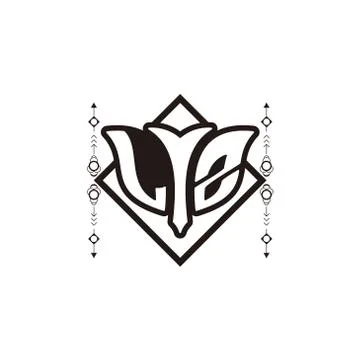 Initial letter L Z bow and arrow, white and black, with square decoration. Illustrazione stock