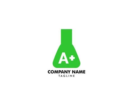 Initial Letter A+ Lab Logo Template with Chemical Glass Illustration Stock Illustration