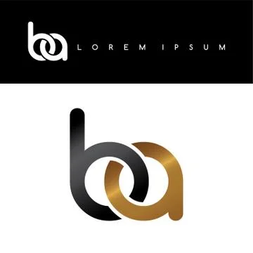 Initial letter linked circle lowercase logo gold black background Stock Illustration