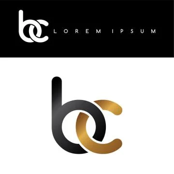 Initial letter linked circle lowercase logo gold black background Stock Illustration