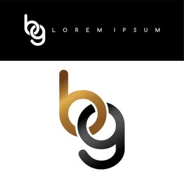 Initial letter linked circle lowercase logo gold black background Stock Illustration