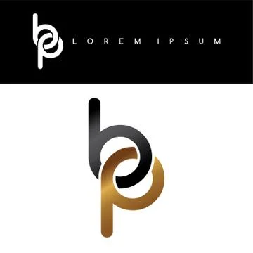 Initial letter linked circle lowercase logo gold black background 스톡 일러스트