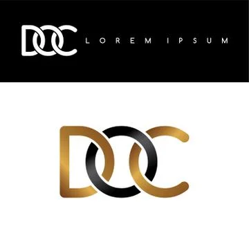 Initial letter linked circle uppercase logo gold black background Stock Illustration