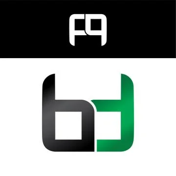 Initial letter linked overlapped uppercase logo green black Stock Illustration