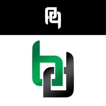 Initial letter linked overlapped uppercase logo green black Stock Illustration