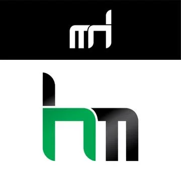 Initial letter linked overlapped uppercase logo green black Stock Illustration