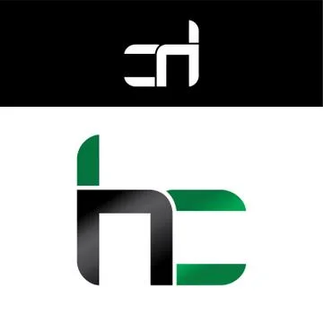 Initial letter linked overlapped uppercase logo green black Stock Illustration