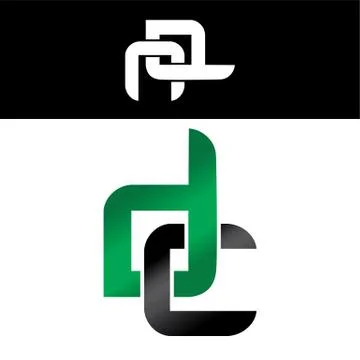 Initial letter linked overlapped uppercase logo green black Stock Illustration