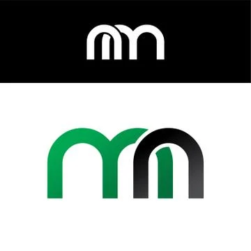 Initial letter linked overlapped uppercase logo green black Stock Illustration