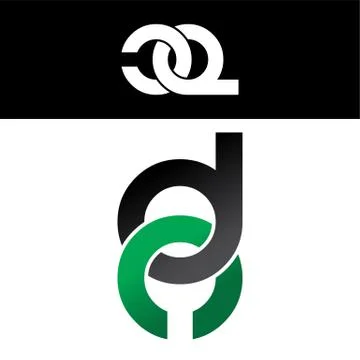 Initial letter linked overlapped uppercase logo green black 스톡 일러스트