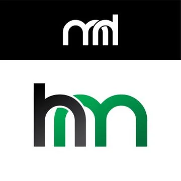 Initial letter linked overlapped uppercase logo green black Stock Illustration