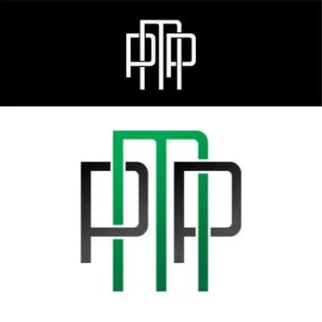 Initial letter linked overlapped uppercase logo green black Illustrazione stock