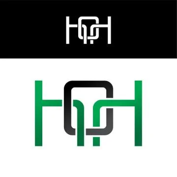 Initial letter linked overlapped uppercase logo green black Stock Illustration