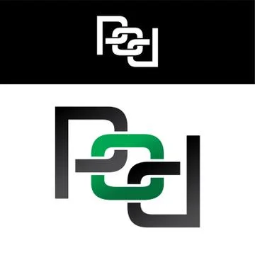 Initial letter linked overlapped uppercase logo green black Stock Illustration