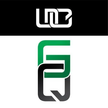 Initial letter linked overlapped uppercase logo green black Illustrazione stock
