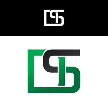 Initial letter linked overlapped uppercase logo green black Stock Illustration