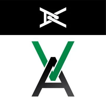 Initial letter linked overlapped uppercase logo green black Stock Illustration