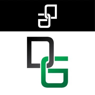Initial letter linked overlapped uppercase logo green black 스톡 일러스트