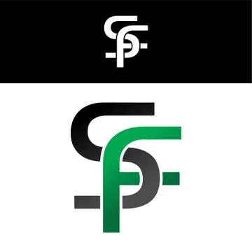 Initial letter linked overlapped uppercase logo green black Stock Illustration