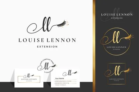 Initial letter LL L lash, Eyebrow, Lashes, eyelash extension logo design coll Stock Illustration