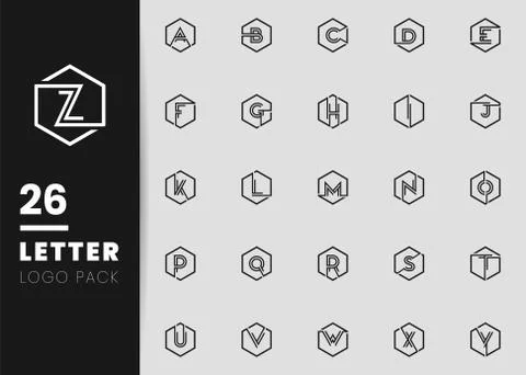 Initial letter logo inside hexagon shape uppercase black monogram logo templa Stock Illustration