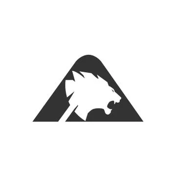 Initial Letter A logo with lion head negative Stock Illustration