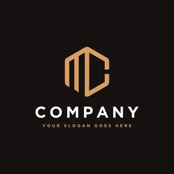 Initial letter logo M and C, MC monogram logo icon on dark background Stock Illustration