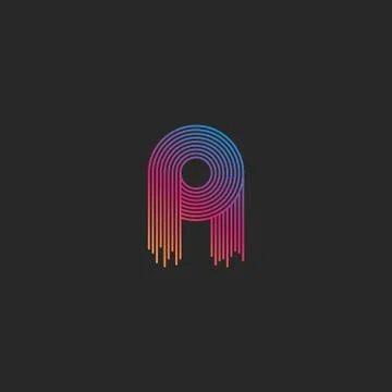 Initial letter A logo monogram linear modern trendy colorful gradient, thin l Stock Illustration