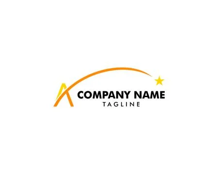 Initial letter A logo with swoosh and star vector illustration template 库存插图