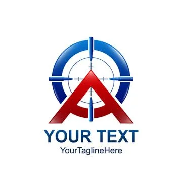 Initial letter A logo template colored red blue target design for business an Illustrazione stock