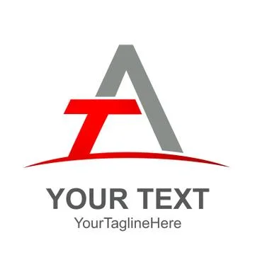 Initial letter A logo template colored red grey swoosh design for business an Stock Illustration