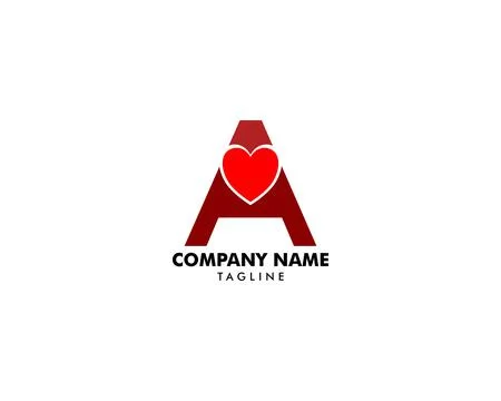 Initial Letter A Love Design Logo Vector Stock Illustration