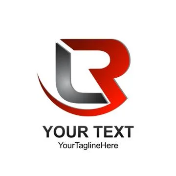 Initial letter LR logo template colored red grey swoosh design for business a Stock Illustration