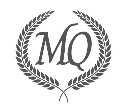 Initial letter M and Q, MQ monogram logo design with laurel wreath. Luxury .. Stock Illustration
