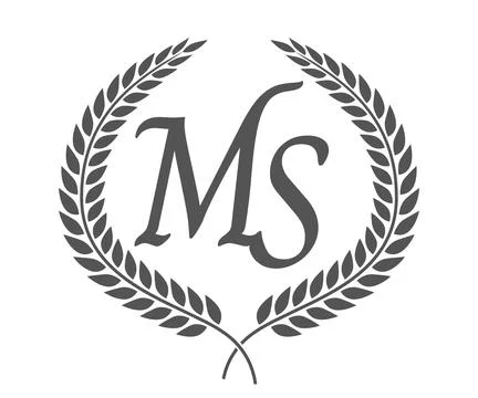 Initial letter M and S, MS monogram logo design with laurel wreath. Luxury .. Stock Illustration